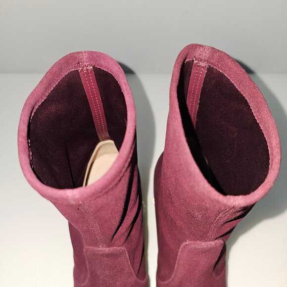 NEW Stuart Weitzman Allshine Ankle Boot Size 8 Wine Red Suede Sock Jewel Heel - Picture 8 of 13